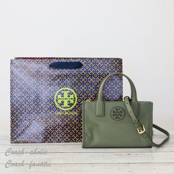 NWT Tory Burch Ella Nylon Mini Tote Crossbody Bag Purse in Palm Leaf Green - Picture 3 of 12